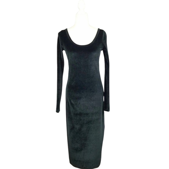 Aritzia Wilfred Free Anouck black sheath long sleeve midi dress women's size M - Picture 1 of 9